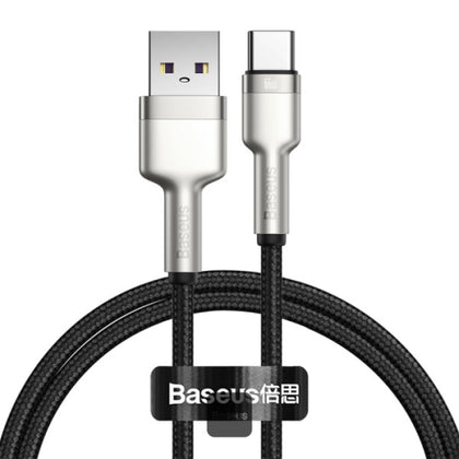 Baseus Cafule Series USB-A to Type-C Cable - 66W 6A Fast Charge & 480Mbps High-Speed Data Transfer, Nylon Braided, 1M - Black