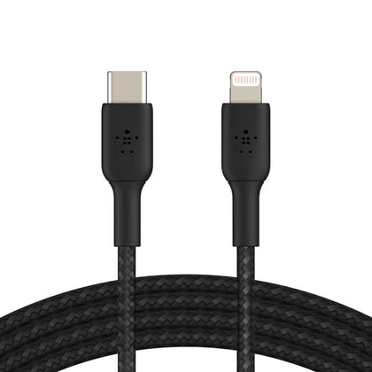 Belkin Boost Charge Braided USB-C to Lightning Cable (2m / 6.6ft, Black)
