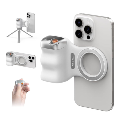 TELESIN Fun Shot Magnetic Phone Camera DSLR Style Shutter Grip for iPhone & Android with Detachable Wireless Shutter Button - MFI Certified - 1/4
