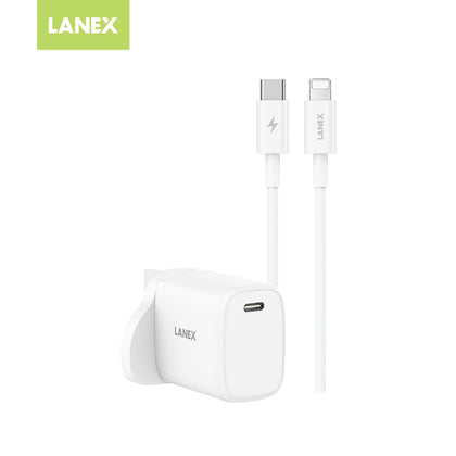Lanex 20W Adapter with TypeC to Lightning Cable 1m