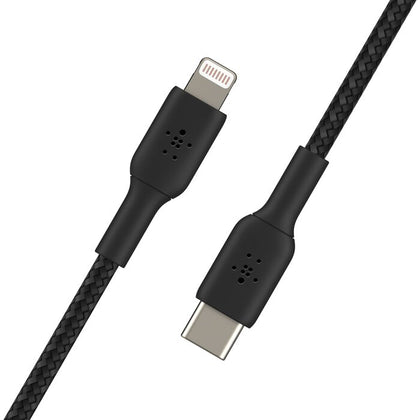 Belkin Boost Charge Braided USB-C to Lightning Cable (2m / 6.6ft, Black)