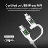 Belkin 60W 1.5m Boost Charge Pro 2-in-1 Cable with USB-C and Lightning Connector - white