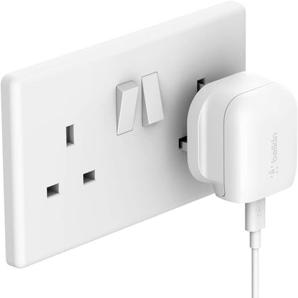 Belkin Boost Charge USB-C Wall Charger Plug 20W (Fast Charger) - شاحن جداري سريع و صغير بمنفذ تايب-سي ٢٠ واط من شركة بيلكن