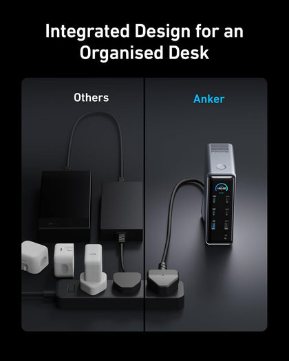 Anker Prime Charging Docking Station, 14-Port with 160W Max Output and Built-In GaN AC-DC Power, 10Gbps Data Transfers, Real-Time Smart Interface, Dual 4K Displays for MacBook, Dell, Phones, and More