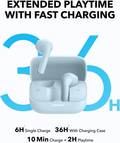 Soundcore K20i by Anker, Semi-in-Ear Earbuds, Bluetooth Wireless, 36H Playtime - Blue