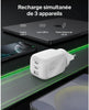 Belkin 3-Port USB-C Plug 100W, GaN Wall Charger with 2x USB-C & 1 USB-A Ports, Plug Tips included for EU/UK/US, Fast Charging for MacBook, iPhone, iPad Pro, Samsung Galaxy