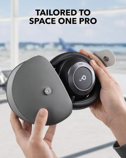 soundcore Space One Pro Travel Case by Anker, Soft Protective Shell, Magnetic Metal Button, Lightweight and Easy to Carry, Gray Color
