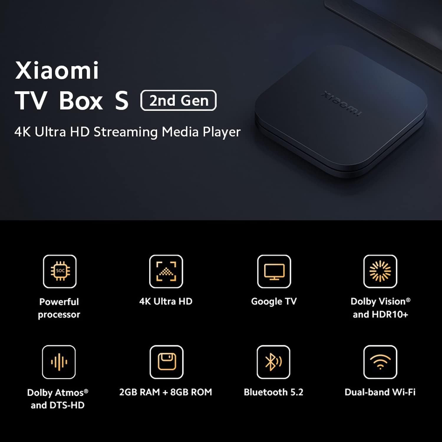  Xiaomi Mi Box S Android TV with Google Assistant Remote  Streaming Media Player - Chromecast Built-in - 4K HDR - Wi-Fi - 8 GB -  Black : Electronics