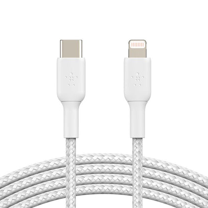 Belkin Boost Charge Braided USB-C to Lightning Cable (2m / 6.6ft, White)