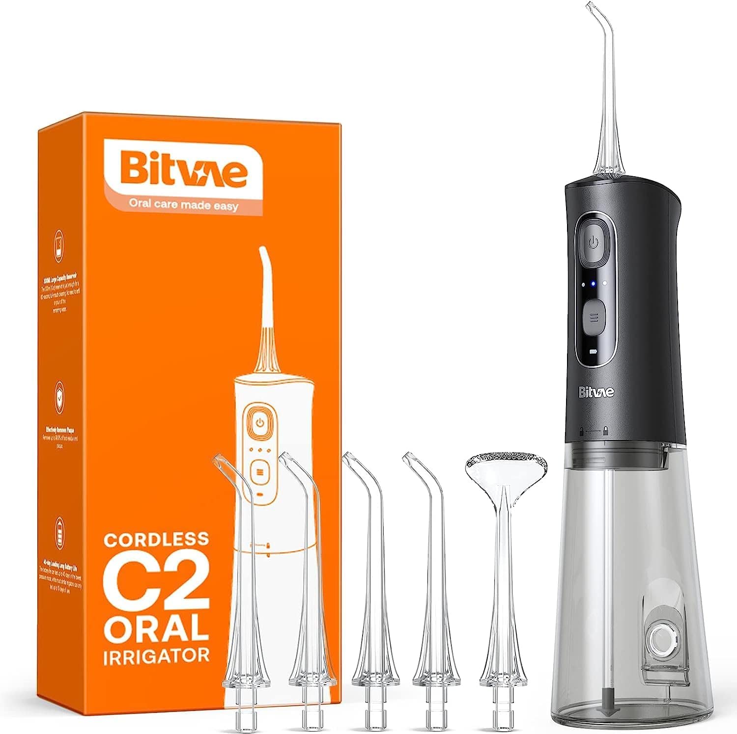 Bitvae Cordless C2 Oral Irrigator with 3 Modes 6 Jet Tips