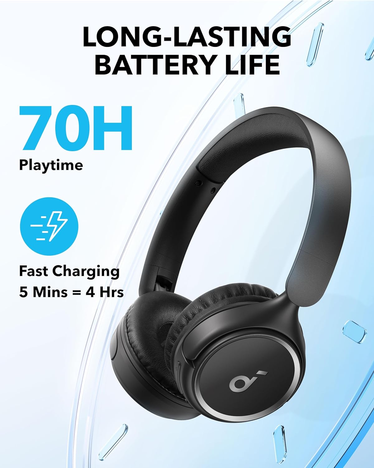 Anker Soundcore H30i Wireless On-Ear Headphones, Foldable Design, Pure Bass, 70H Playtime