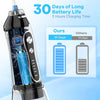H2ofloss Water Flosser for Teeth Cordless, Oral Irrigator Dental with 5 Modes and 6 Nozzle Jets, 300ML USB-C Tooth Flosser for Brace Care, Dental Jet Flosser for Travel/Home - Black