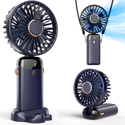 Mini Handheld Multifunction Fan with 5 Gear and LED Display