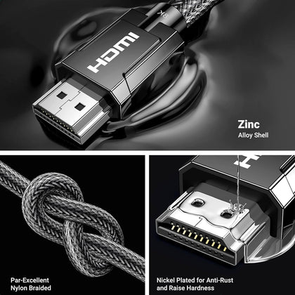 UGREEN 8K HDMI 2.1 Cable Ultra HD 8K@60Hz 4K@120Hz High Speed 48Gbps Zinc Alloy Shell Braided Gray 1.5m