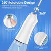 H2ofloss Water Flosser for Teeth Cordless, Oral Irrigator Dental with 5 Modes and 6 Nozzle Jets, 300ML USB-C Tooth Flosser for Brace Care, Dental Jet Flosser for Travel/Home - White