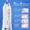 H2ofloss Water Flosser for Teeth Cordless, Oral Irrigator Dental with 5 Modes and 6 Nozzle Jets, 300ML USB-C Tooth Flosser for Brace Care, Dental Jet Flosser for Travel/Home - White