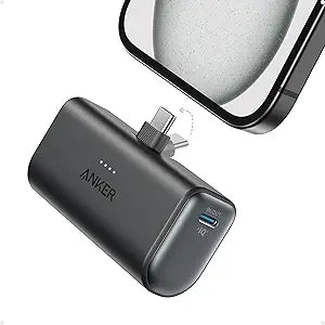 Anker iPhone 16 Portable Charger, Nano Power Bank with Built-in USB C Connector, 5,000mAh Portable Charger 22.5W, for iPhone 16/15 Series, Samsung S22/23 Series, iPad Pro/Air, AirPods, and More