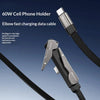 YESIDO CA207 1.2m USB-C to USB-C 90 Degree Elbow Cable 60W Fast Charging Data Cable with Stand - Tarnish+Black