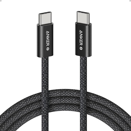 Anker Zolo USB C to USB C Cable 1.8m, Braided and Dirt-Free Type-C Fast Charging Cable, Slim Connector, for iPhone 16 Series, MacBook (240W) - Black