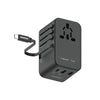 Momax 1-World 70W GAN 3 Port with Built-in-USB-C AC Travel Adapter - Black