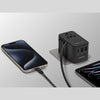 Momax 1-World 70W GAN 3 Port with Built-in-USB-C AC Travel Adapter - Black