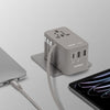 Momax 1-World 70W GAN 3 Port with Built-in-USB-C AC Travel Adapter - Grey