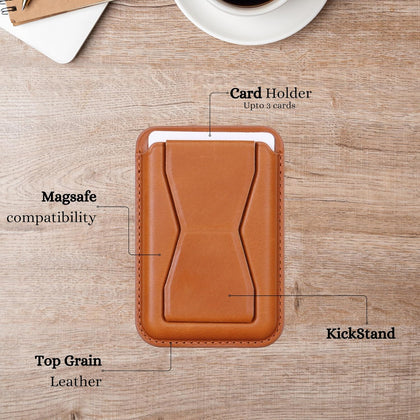 MagSafe Wallet Card Holder with stand and grip - Brown