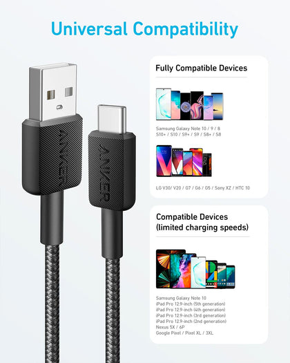 Anker 322 USB-A to USB-C Cable 0.8m (3ft Braided)