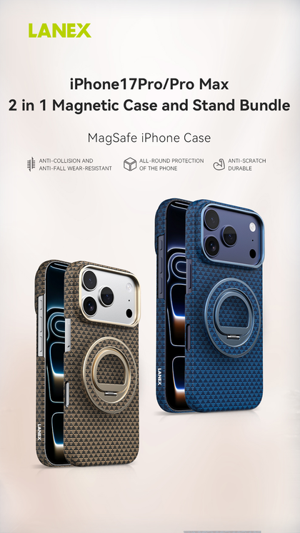 Lanex Diamond Series case with magsafe ring for iPhone 17 Pro and Pro Max - Gold