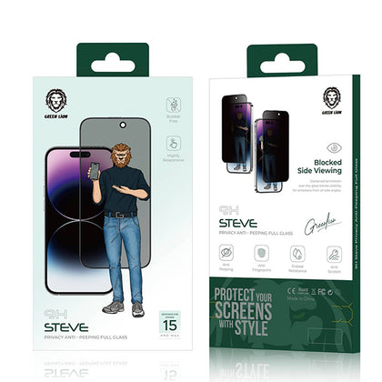Green Lion 9H Steve Privacy Screen Protector for iPhone 15 Pro - Black