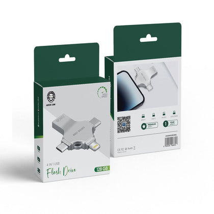 Green Lion 4-in-1 USB Flash Drive 256GB - فلاش ميموري ٤ في ١ من شركة قرين لايون ٢٥٦ قيقا
