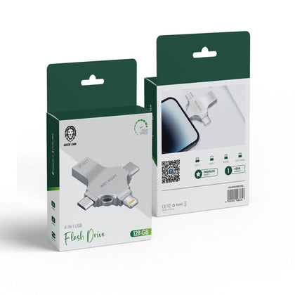 Green Lion 4-in-1 USB Flash Drive 128GB - فلاش ميموري ٤ في ١ من شركة قرين لايون ١٢٨ قيقا