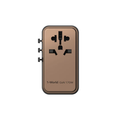 شاحن Momax 1-World للسفر بأربعة منافذ GaN بقوة 170 واط + كابل USB-C - حجر رملي