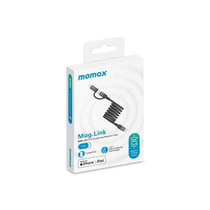 كابل موماكس 60 واط Mag.Link Duo المغناطيسي USB-C إلى USB-C و Lightning بطول 1 متر