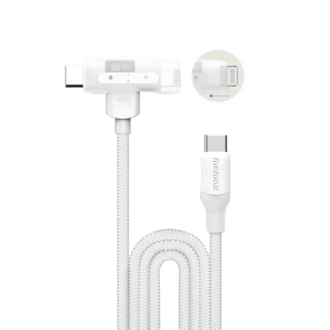 Momax 1-Link Flow Duo 2-in-1 USB-C to Lightning Braided Cable (1.5m) - White