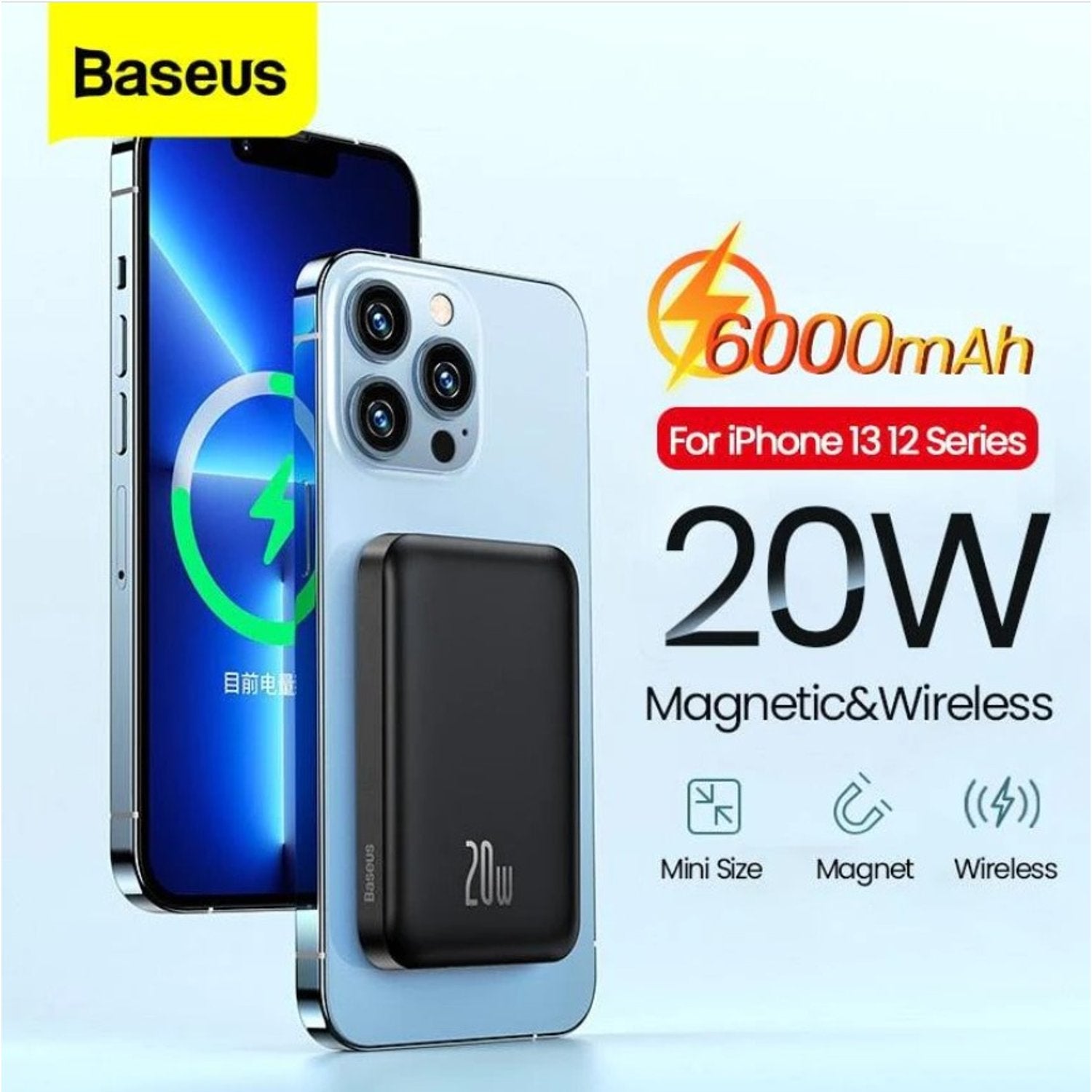 Baseus Magnetic Wireless Charging Power Bank 6000mAh 20W Magsafe – Black