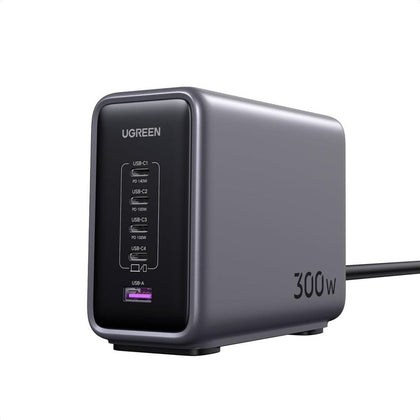 UGREEN 300W USB C Charger, Nexode GaN 5 Ports Desktop Charging Station, 140W Max Single Port PD3.1