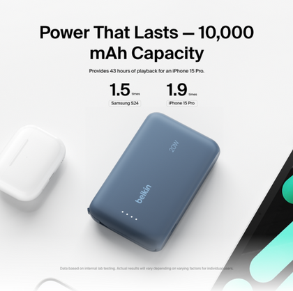 Belkin Power Bank 10000mah with Integrated Cable USB-C - Blue