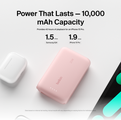 Belkin Power Bank 10000mah with Integrated Cable USB-C - Pink