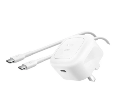 Belkin BoostCharge 45W Compact USB-C Wall Charger + USB-C Cable – White