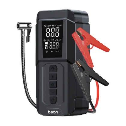 Bson 4-in-1 Jumbo Jump Starter & Inflator, 6000mAh Power Bank, LED Light with 3 Modes, Suitable for Car, SUV, Truck & Motorcycle