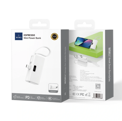 WiWU ESPRESSO Mini Power Bank 5000mAh Model: Wi-P044 - White