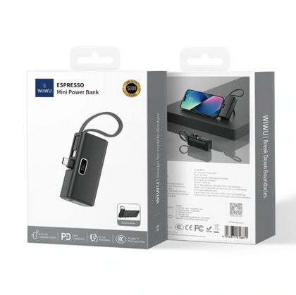WiWU ESPRESSO Mini Power Bank 5000mAh Model: Wi-P044 - Black