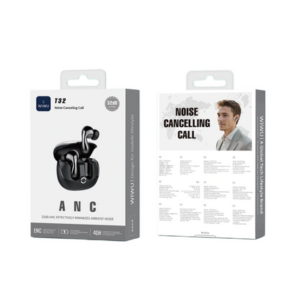 WiWU T32 ANC Wireless Earbuds Bluetooth 5.4 Headphones with 32dB ANC Noise Cancelling