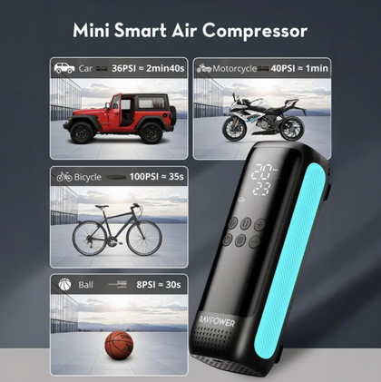 RavPower RP-PC1084Pro Smart Car Tire Inflator - Black