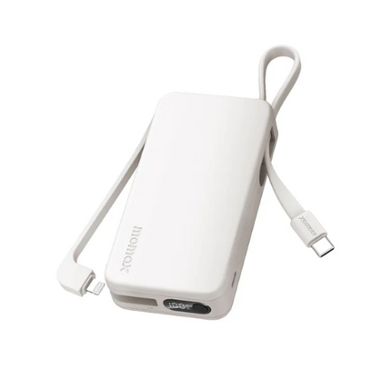Momax 1-Power Vital+ Power Bank 10000mAh With Built-In USB-C and Lightning Cable - White