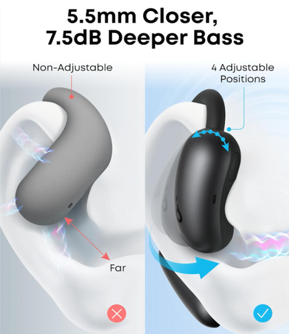 soundcore AeroFit 2 by Anker, Open-Ear Headphones, Translation Earbuds Real Time, 4 Adjustable Positions for Every Ear Size, 2x Richer Bass, Hi-Res, 42H Playtime, IP55,AI Clear Calls,Wireless Charging