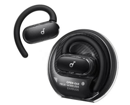 SoundCore V40i by Anker, Open-Ear Headphones, Crystal Clear Design, Lidless Case, 4 Adjustable Positions for Every Ear Size, Richer Bass, IP55, 21H Playtime, AI Clear Calls, Bluetooth 5.4 App, Black