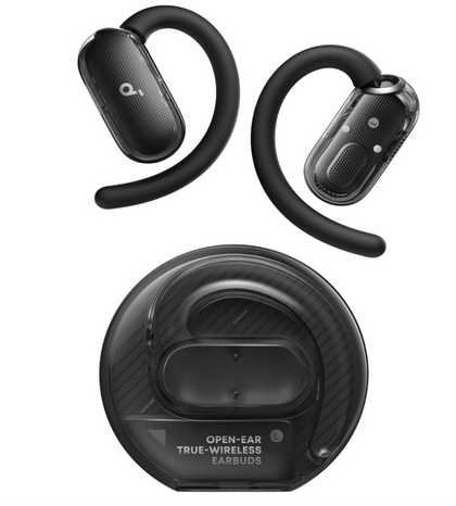 SoundCore V40i by Anker, Open-Ear Headphones, Crystal Clear Design, Lidless Case, 4 Adjustable Positions for Every Ear Size, Richer Bass, IP55, 21H Playtime, AI Clear Calls, Bluetooth 5.4 App, Black