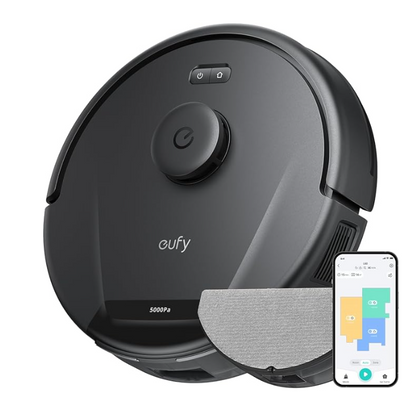 eufy L60 Hybrid Robot Vacuum Cleaner with Mop, Ultra Strong 5,000 Pa Suction to Remove Hair, Dust, iPath Laser Navigation, For Deep Floor Cleaning, Ideal for Hard Floors